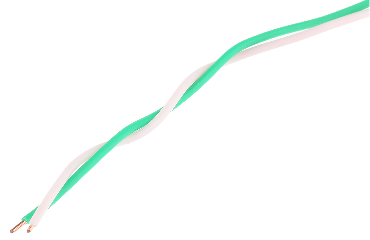 Decelect 2 Core Telephone Cable, 1, White, Green Sheath, 100 m