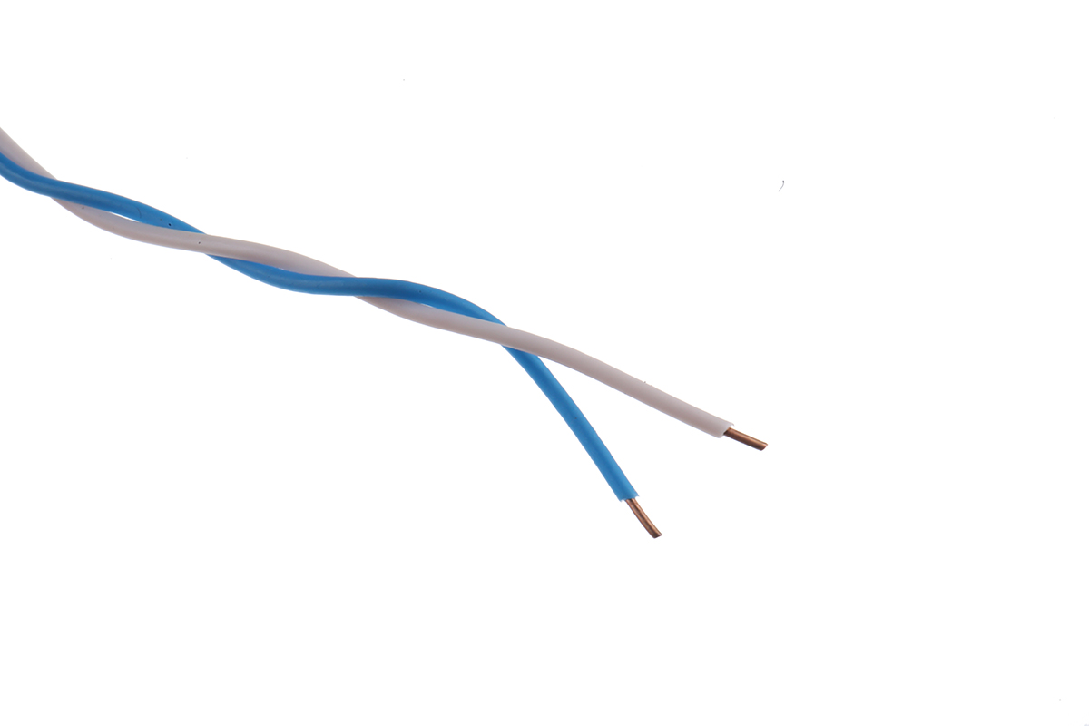 Decelect 2 Core Telephone Cable, 1, White, Blue Sheath, 100 m