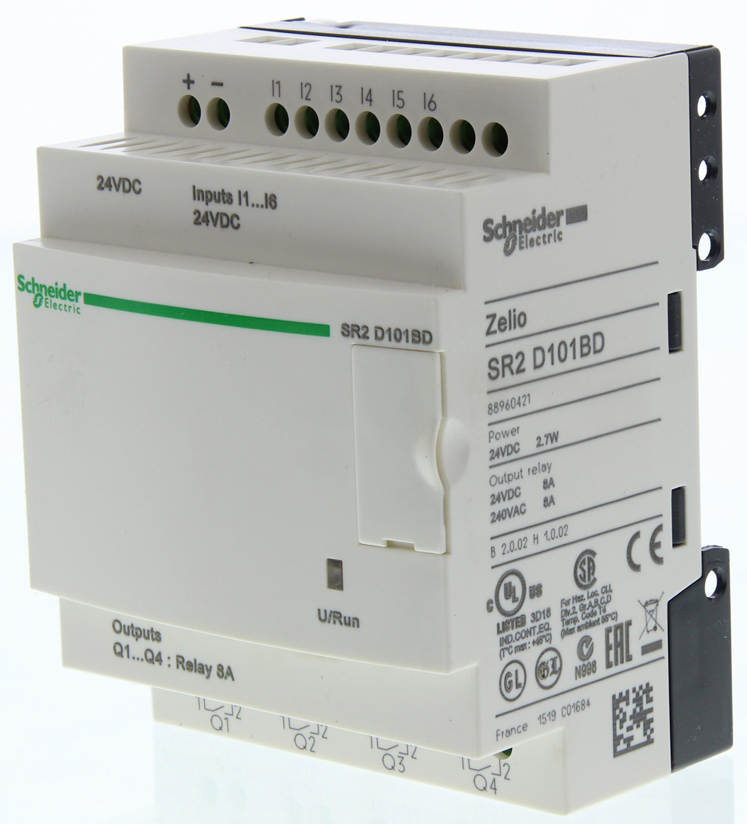 Schneider Electric Zelio Logic Series Logic Module, Relay Output, 6-Input, Discrete Input