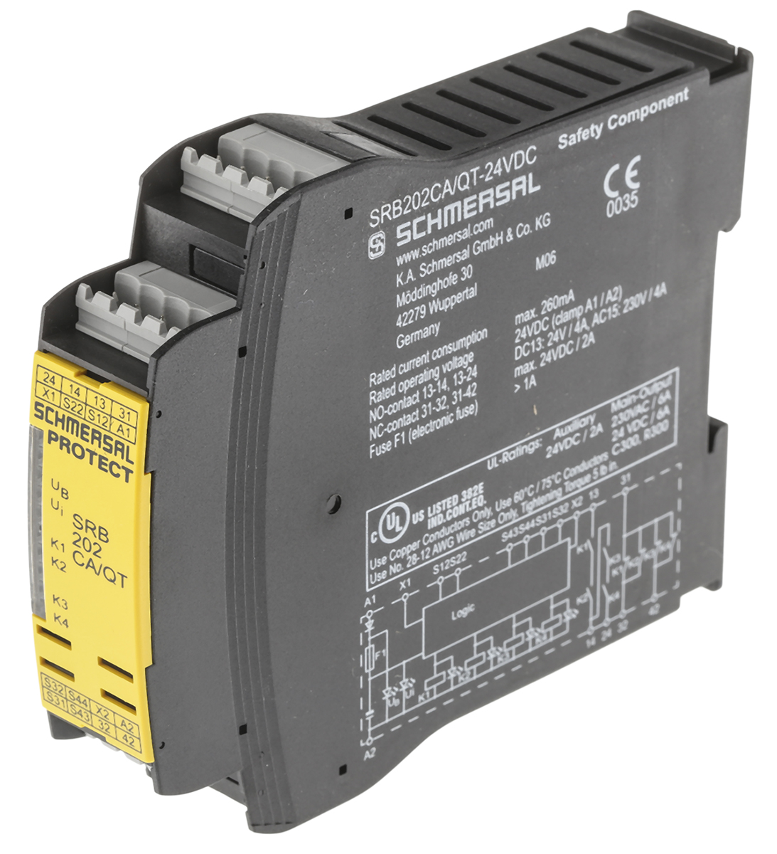 srb202caqt-24vdc Schmersal SRB 202CA, 24V dc Safety Relay, 2 Safety Contacts, 2