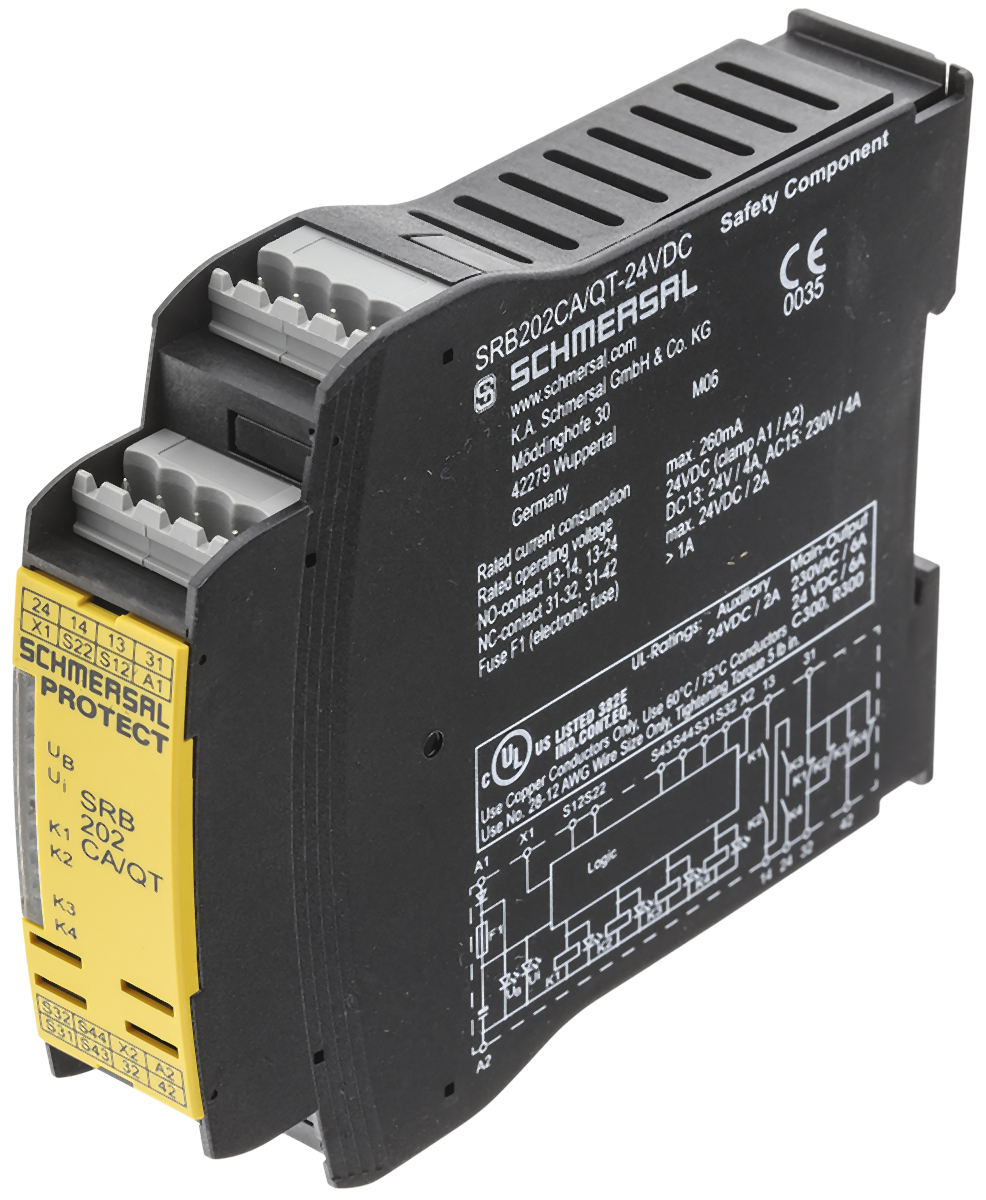 srb202caqt-24vdc Schmersal SRB 202CA, 24V dc Safety Relay, 2 Safety Contacts, 2