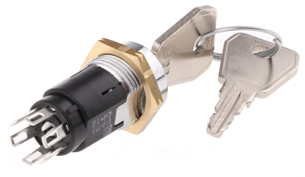 srl5kd2 Lorlin Key Switch, DPDT, 1A 2-Way Random-Key