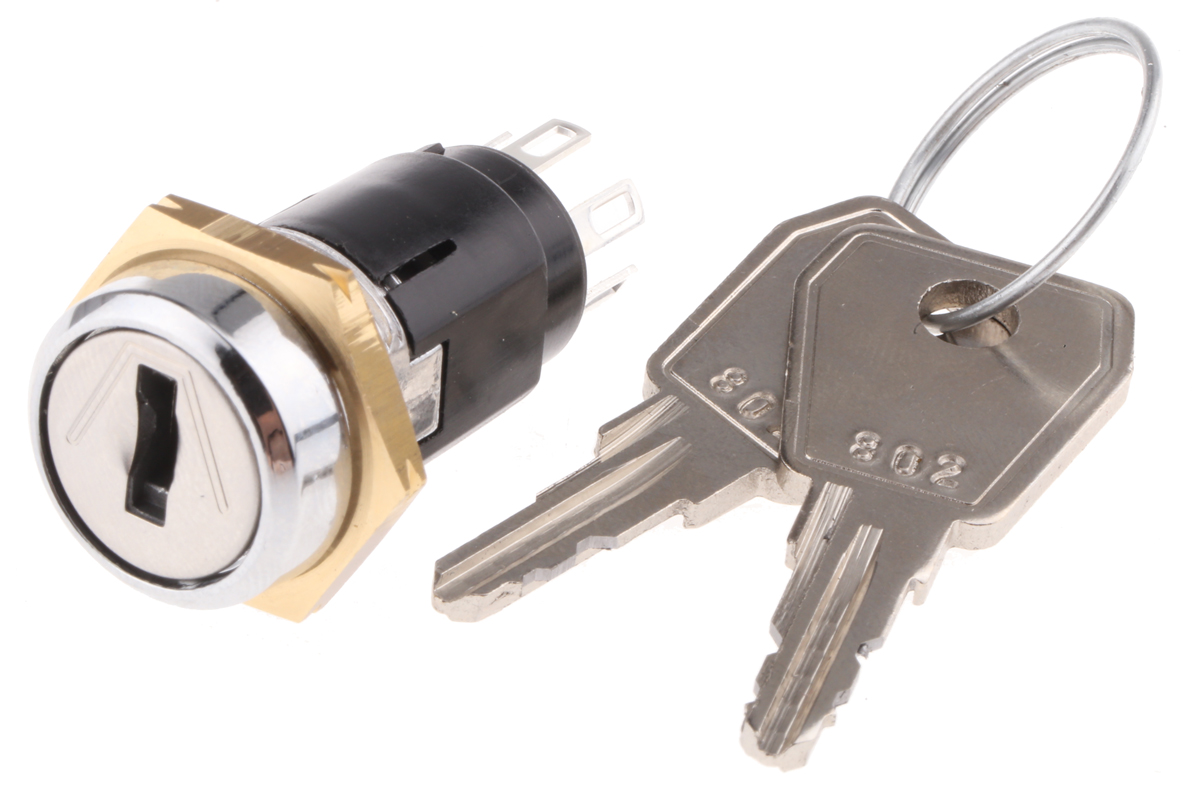 srl5kd2 Lorlin Key Switch, DPDT, 1A 2-Way Random-Key