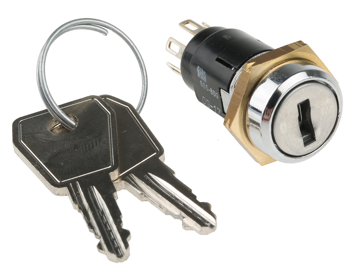 srl5ks2850 Lorlin Key Switch, DPCO, 5A 2-Way Common-Key
