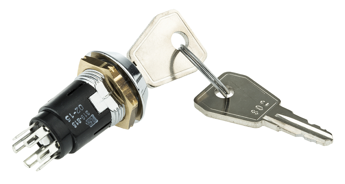 srl5ld2 Lorlin Key Switch, DPDT, 1A 2-Way Random-Key