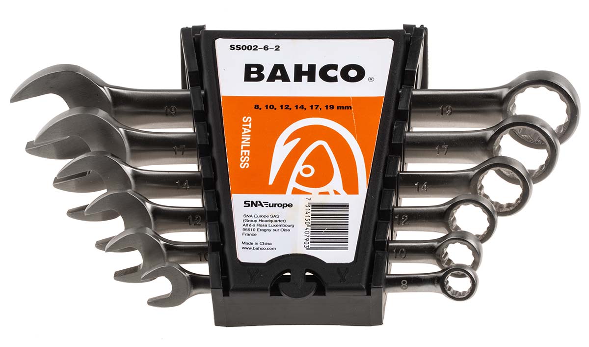 Bahco 6-Piece Spanner Set, 8 to 19 mm, Stainless Steel