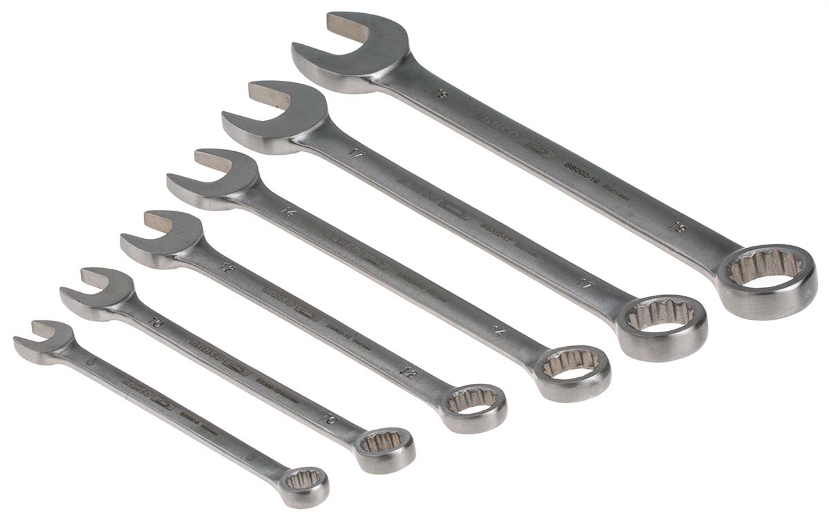 ss002-6-2 Bahco 6-Piece Spanner Set, 8 to 19 mm, Stainless Steel