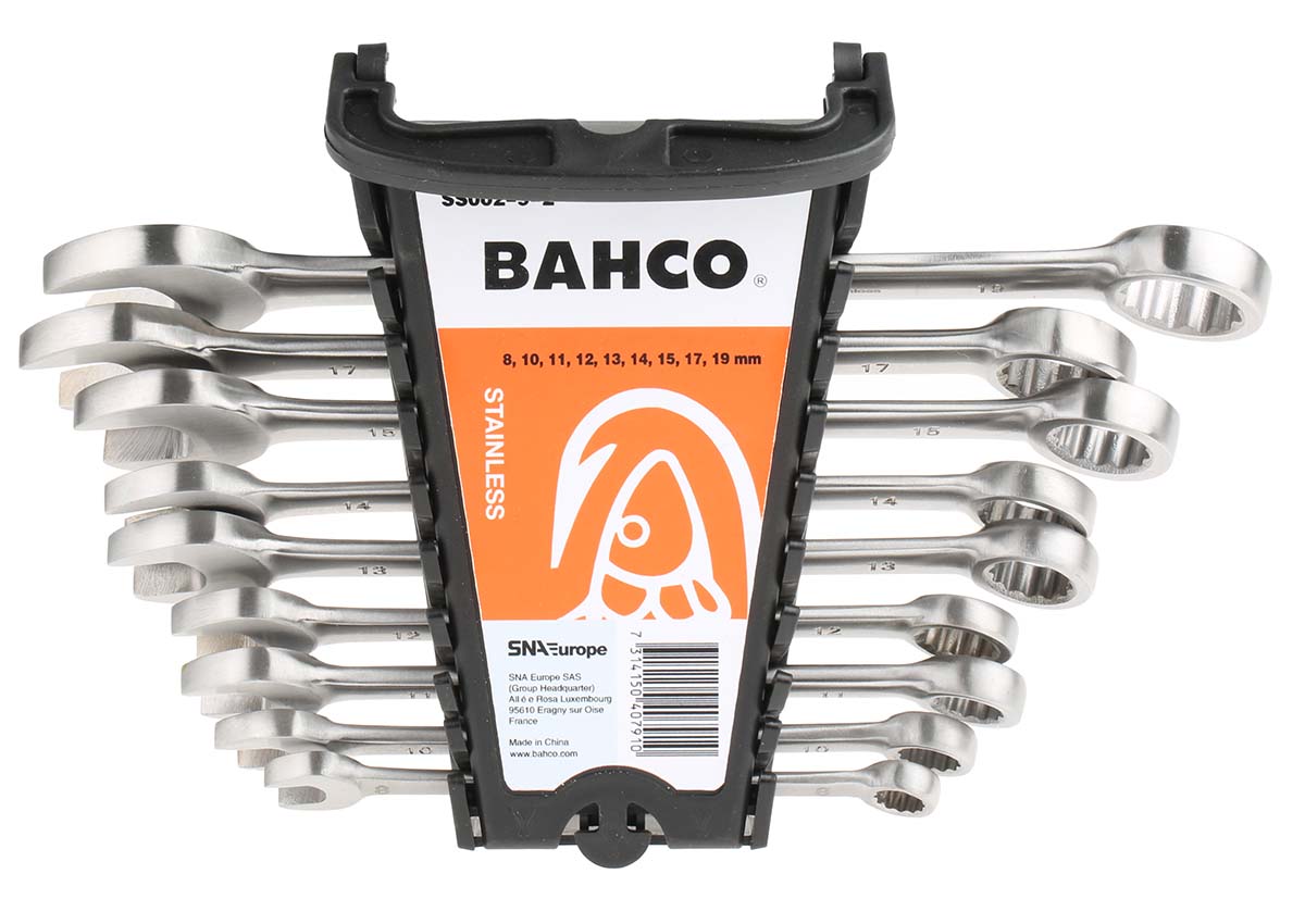 Bahco 9-Piece Spanner Set, 8 to 19 mm, Stainless Steel