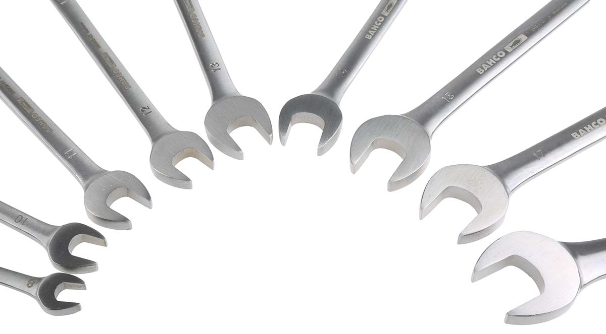 ss002-9-2 Bahco 9-Piece Spanner Set, 8 to 19 mm, Stainless Steel