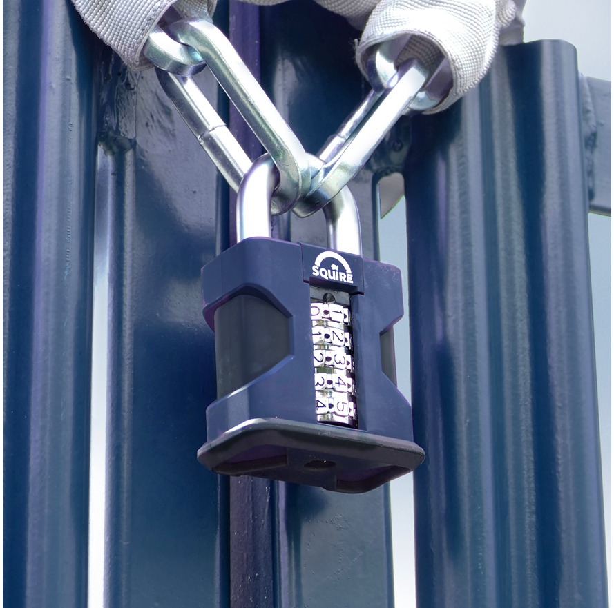 ss50combi Squire Padlock Steel Padlock Weatherproof, 10 mm Shackle, 55 mm Body