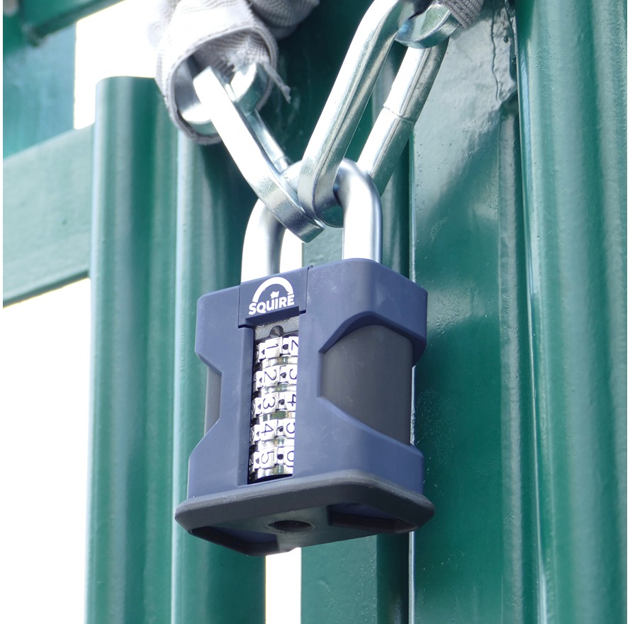 ss50combi Squire Padlock Steel Padlock Weatherproof, 10 mm Shackle, 55 mm Body