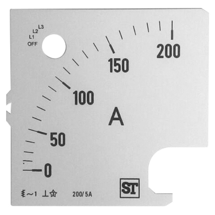 Sifam Tinsley Meter Scale For Use With  96 x 96 Analogue Panel Ammeter