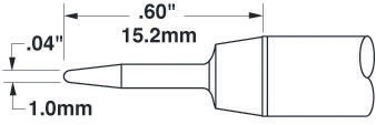 Metcal 1 mm Conical 15.2 mm Soldering Iron Tip for use with OKi MFR-1160 Systems, Metcal SP200, Metcal SP-HC12 and OKi