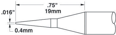 Metcal 0.4 mm Conical 19 mm Soldering Iron Tip for use with Metcal SP200, Metcal SP-HC12 and OKi MFR-H6-SSC, OKi
