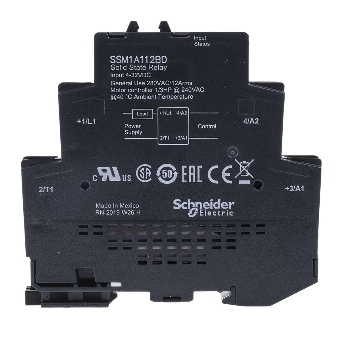 ssm1a112bd Schneider Electric Harmony Relay Series Solid State Relay, 12 A Load, DIN Rail Mount, 280 V ac Load, 32V dc Control