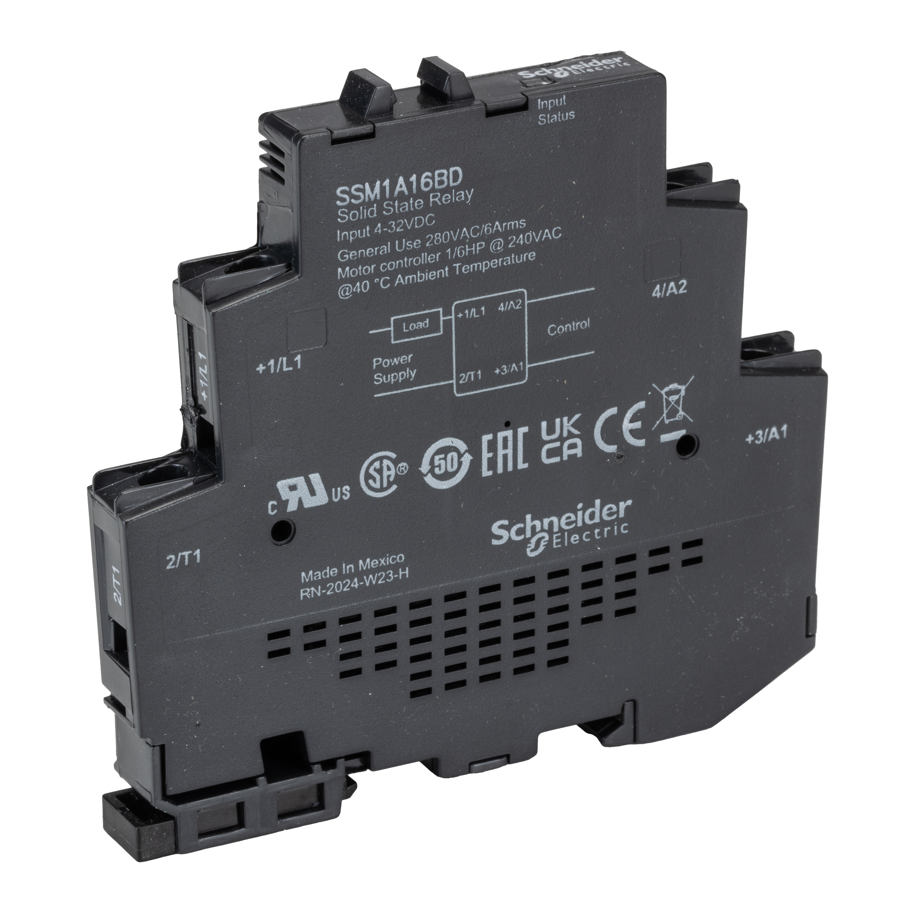 Schneider Electric Harmony Relay Series Solid State Relay, 6 A Load, DIN Rail Mount, 280 V ac Load, 32V dc Control