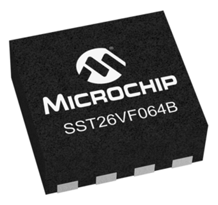Microchip Split Gate 64 MB SPI Flash Memory 8-Pin WDFN, SST26VF064B-104I/MN