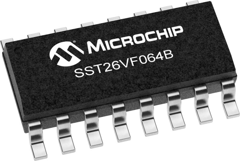 Microchip Split Gate 64 MB SPI, SQI Flash Memory 16-Pin SOIC, SST26VF064BT-104I/SO
