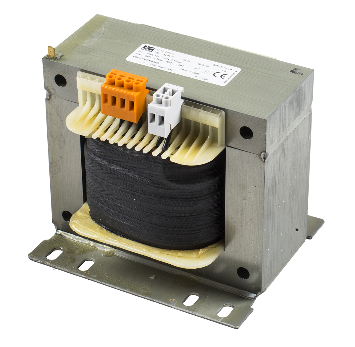 Block 1 Output 2 kVA Chassis Mount Transformer, 230 V ac, IEC 61558, EN 61558, DIN EN 61558, VDE 0570 Teil
