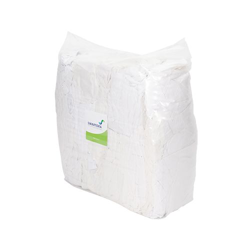 Smartora Mixed Rags 10Kg White Cotton Wipe for General Purpose, Dry Use, Bag of 10 Per Pack, Repeat Use