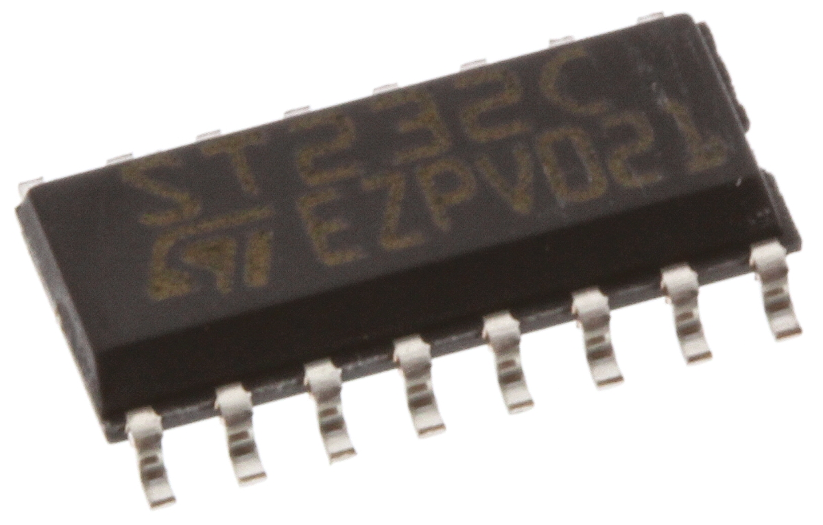 STMicroelectronics ST232CDR 2-Channel Line Transceiver, CMOS/TTL, 16-Pin SOP