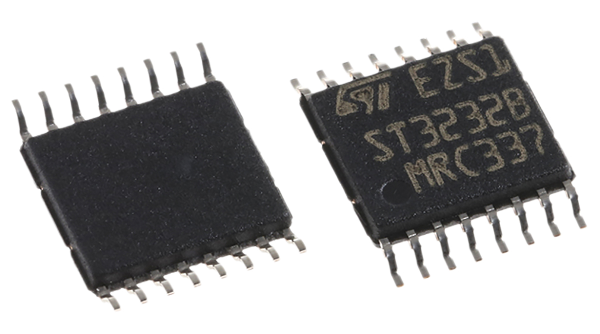 STMicroelectronics ST3232BTR 2-Channel Line Transceiver, Differential, 16-Pin TSSOP