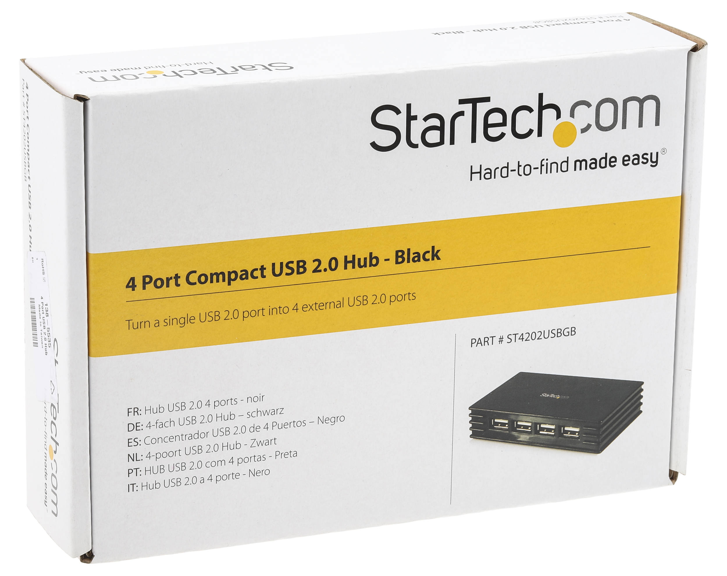 st4202usbgb StarTech.com 4 Port USB 2.0 USB Hub, AC Adapter Powered, 60 mm 20 mm 100mm