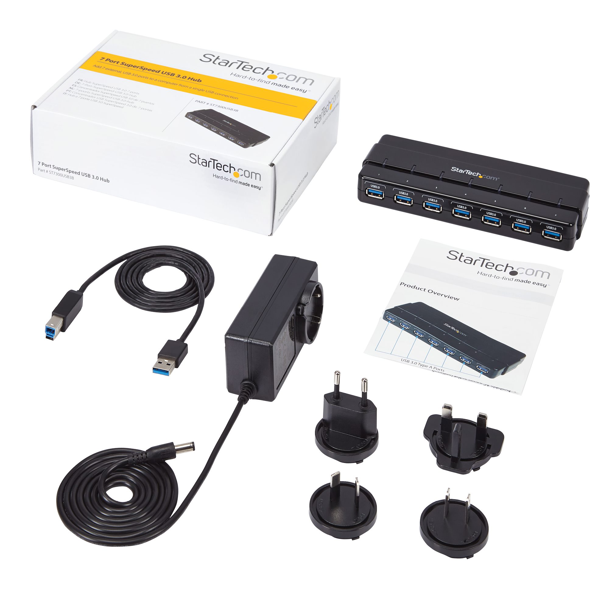 st7300usb3b StarTech.com 7 Port USB 3.0 USB Hub, AC Adapter Powered, 70 mm 23 mm 172mm