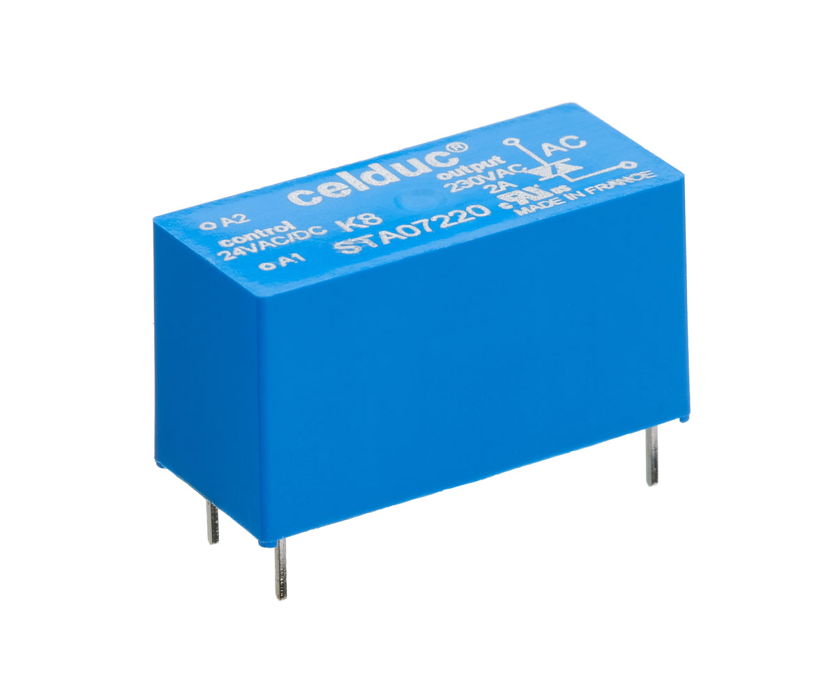 Celduc Solid State Relay, 2 A Load, Through Hole Mount, 30 V Load, 30V Control