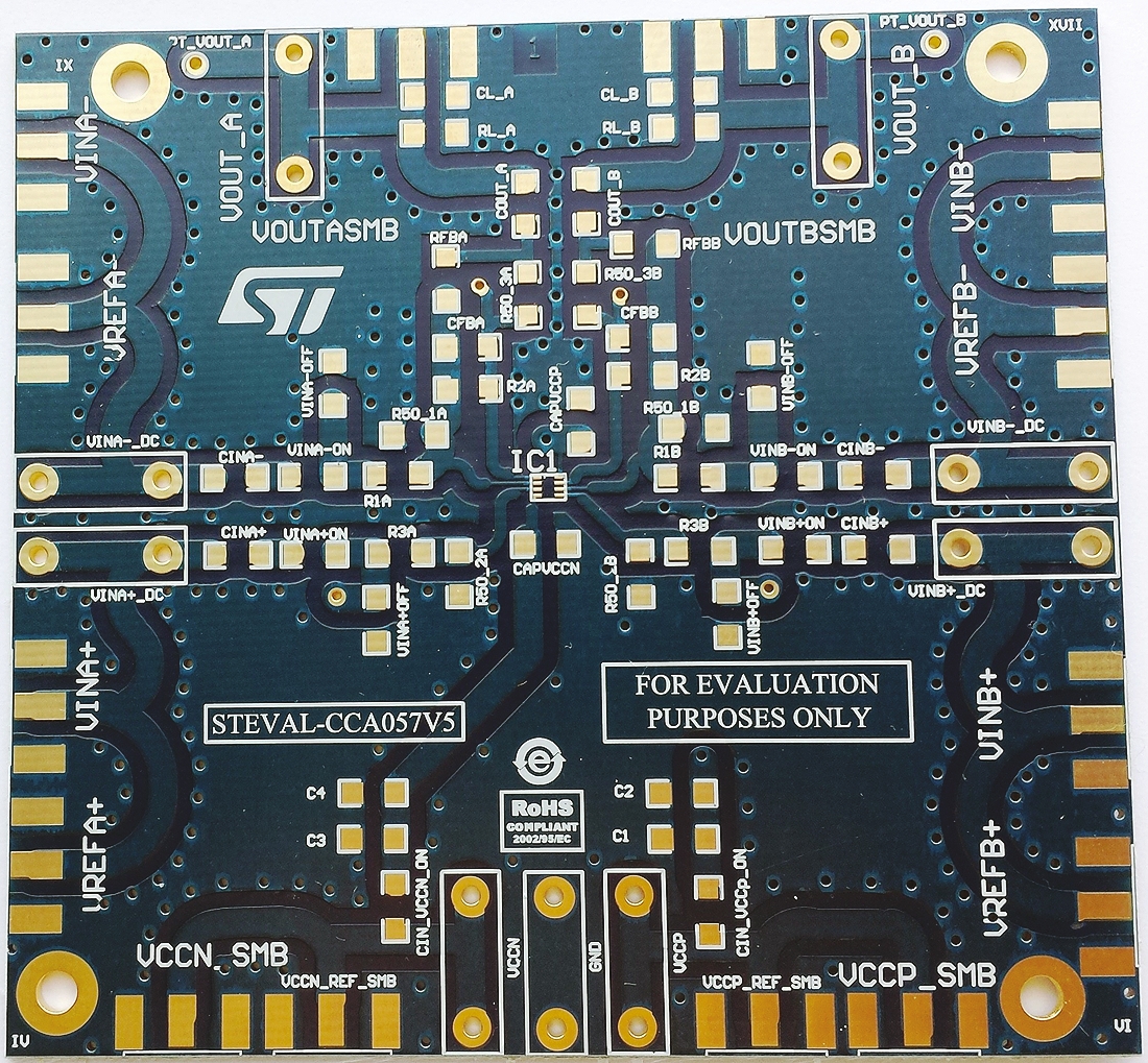STMicroelectronics STEVAL-CCA057V5 STEVAL-CCA057V5 Operational Amplifier Evaluation Board for STMicroelectronics Dual Op