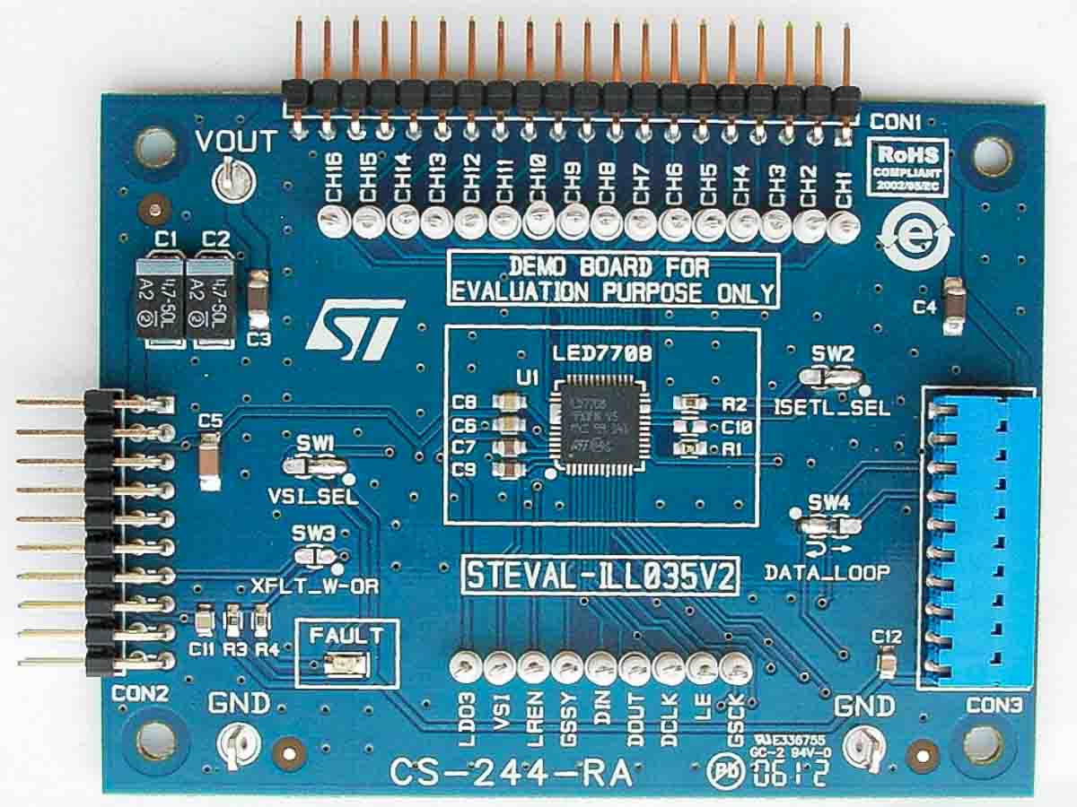 STMicroelectronics STEVAL-ILL035V2 STEVAL LED Driver Evaluation Board for LED7708 for LED Driver
