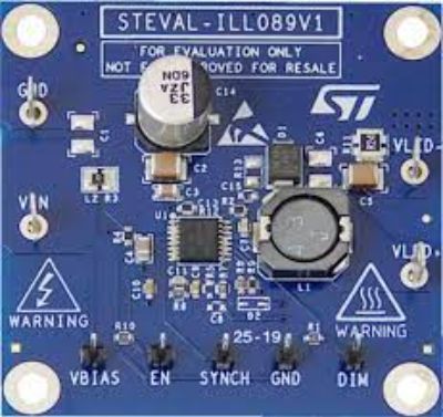STMicroelectronics STEVAL-ILL089V1 1 A Buck LED Driver Board Based on the ALED6000 Automotive Grade Dimmable LED Driver