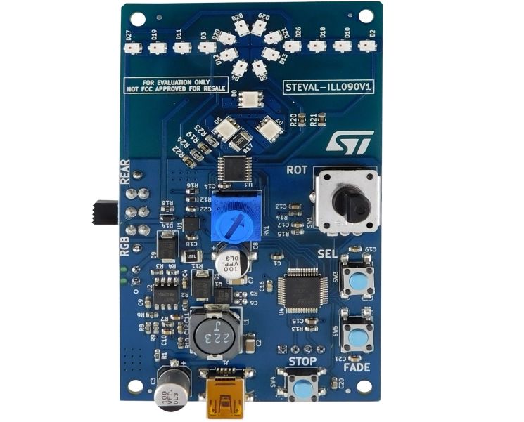 STMicroelectronics STEVAL-ILL090V1 ST Eval Board STEVAL-ILL090V1 LED Driver Evaluation Kit for STM8 MCU for Direct