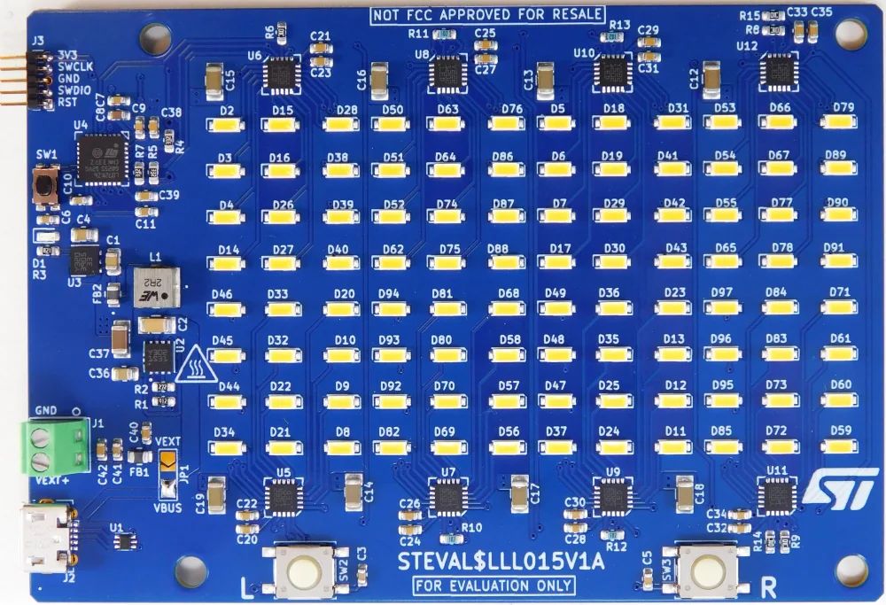 STMicroelectronics 96 LEDs Panel Evaluation Board based on LED1202 MCU Evaluation Board STEVAL-LLL015V1
