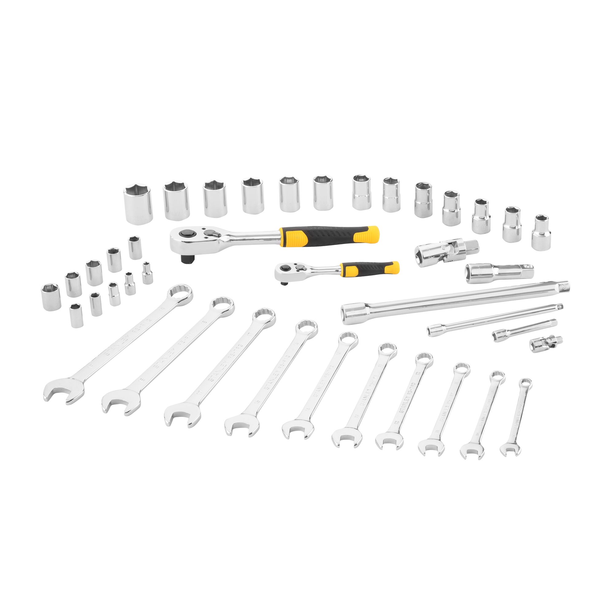 Stanley 41-Piece Ratchet Socket Set, 14, 13, 11, 8, 10, 16, 17, 19 mm, 12, 18, Chrome