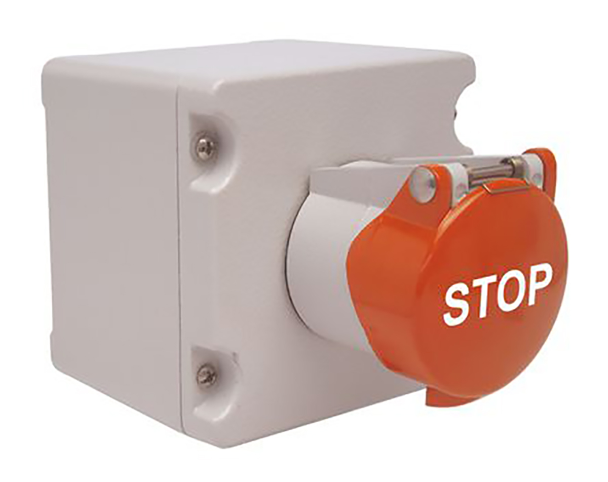 Craig & Derricott Pull to Reset Push Button Control Station - SPDT, Die Cast Aluminium, Red, STOP, IP65