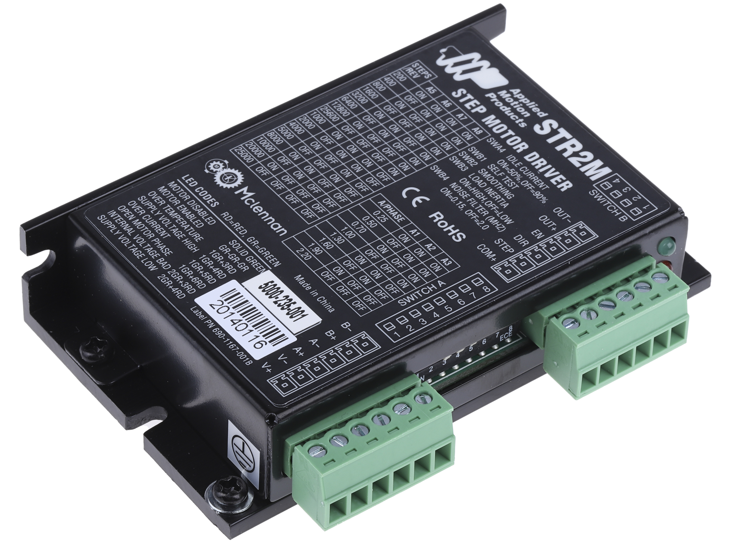 str-2m Applied Motion Systems Stepper Motor Controller, 48V dc, 0.3A, 2.2 A, Amplifier Function