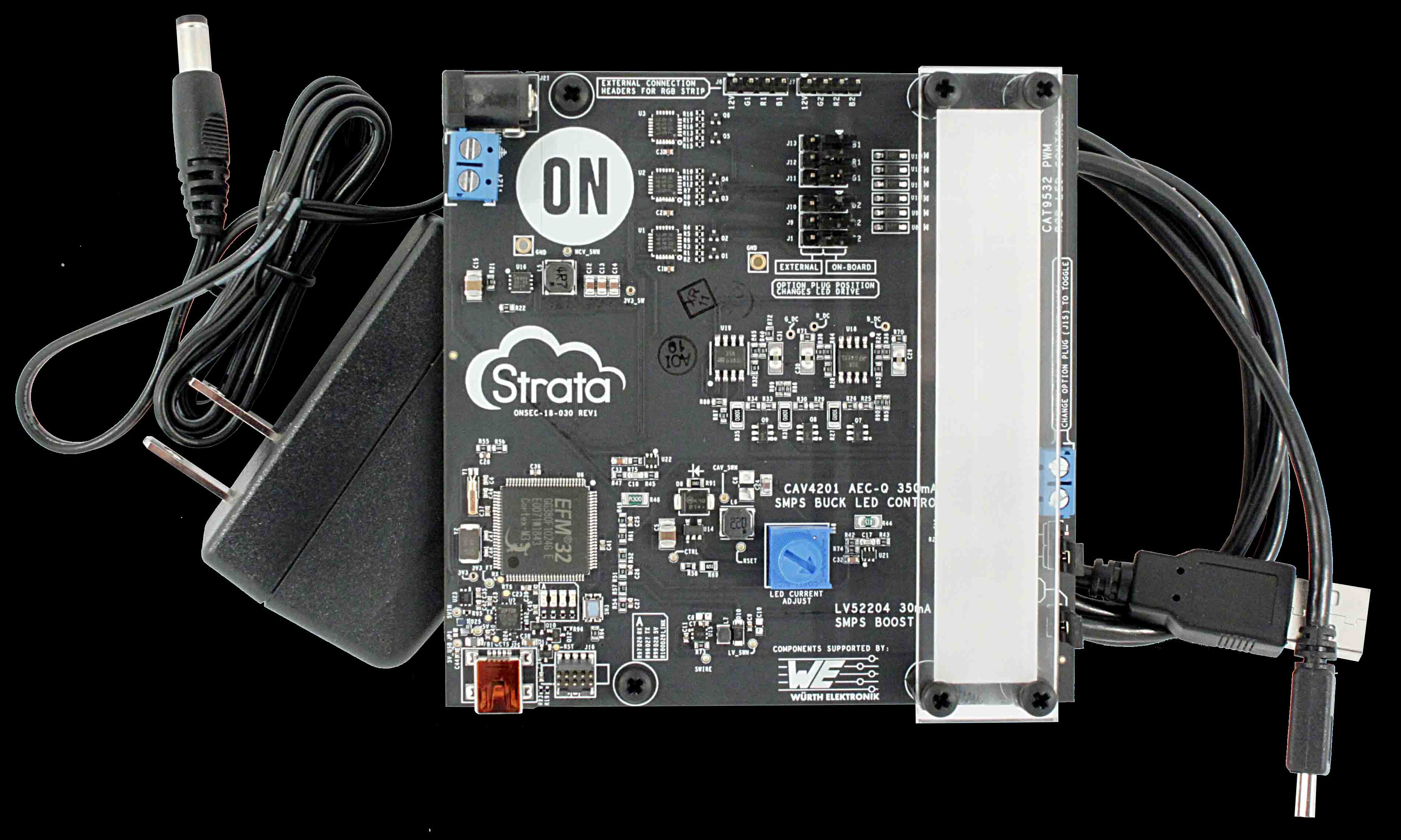 onsemi STR-4LED-SOL-EVAL-EVK Strata Enabled LED Evaluation Board LED Controller Evaluation Board for CAT9532HV6I-GT2,
