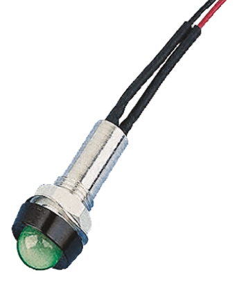 Oxley STR/LH/8/AC Series Series, Green Panel Mount Indicator, Flying Lead Termination, IP67, 8 mm