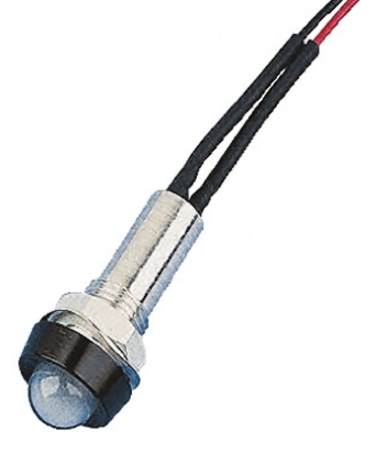 Oxley Blue Panel Mount Indicator, 24V, Lead Wire Termination, IP67