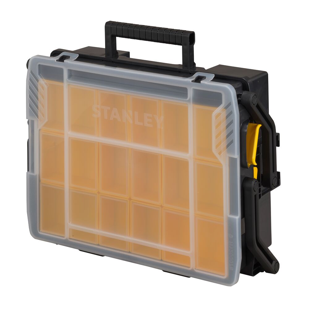 Stanley 12 Cell Black, Yellow Plastic Adjustable Compartments Compartment Box, 9.2 cm x 44.2cm x 32.7 cm