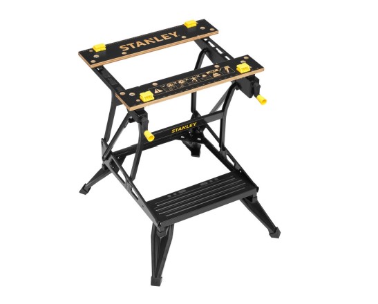 Stanley STST83400-1 Portable Steel Workbench & Vice, 250kg Max Load Adjustable Height, 505 cm x 775cm x 50 cm