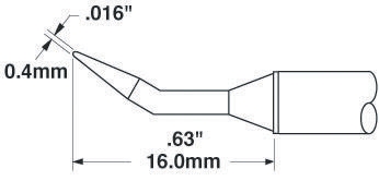 Metcal STTC 0.4 mm Conical 16 mm Soldering Iron Tip for use with MX-RM3E, MX-H1-AV