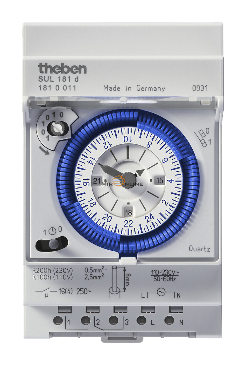 Theben Analogue SUL 181 DIN Rail Time Switch, 1-Channel 230 V ac