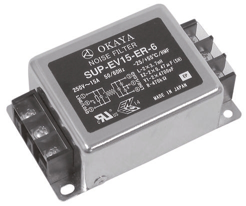 Okaya Electric Industries, SUP-EV 5 A 250V ac, Flange RFI Filter, Tab