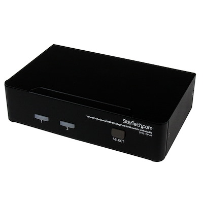 StarTech.com 2 Port 1 Displays USB DisplayPort KVM Switch 3.5 mm Stereo 5120 x 1440 pixel Maximum Resolution