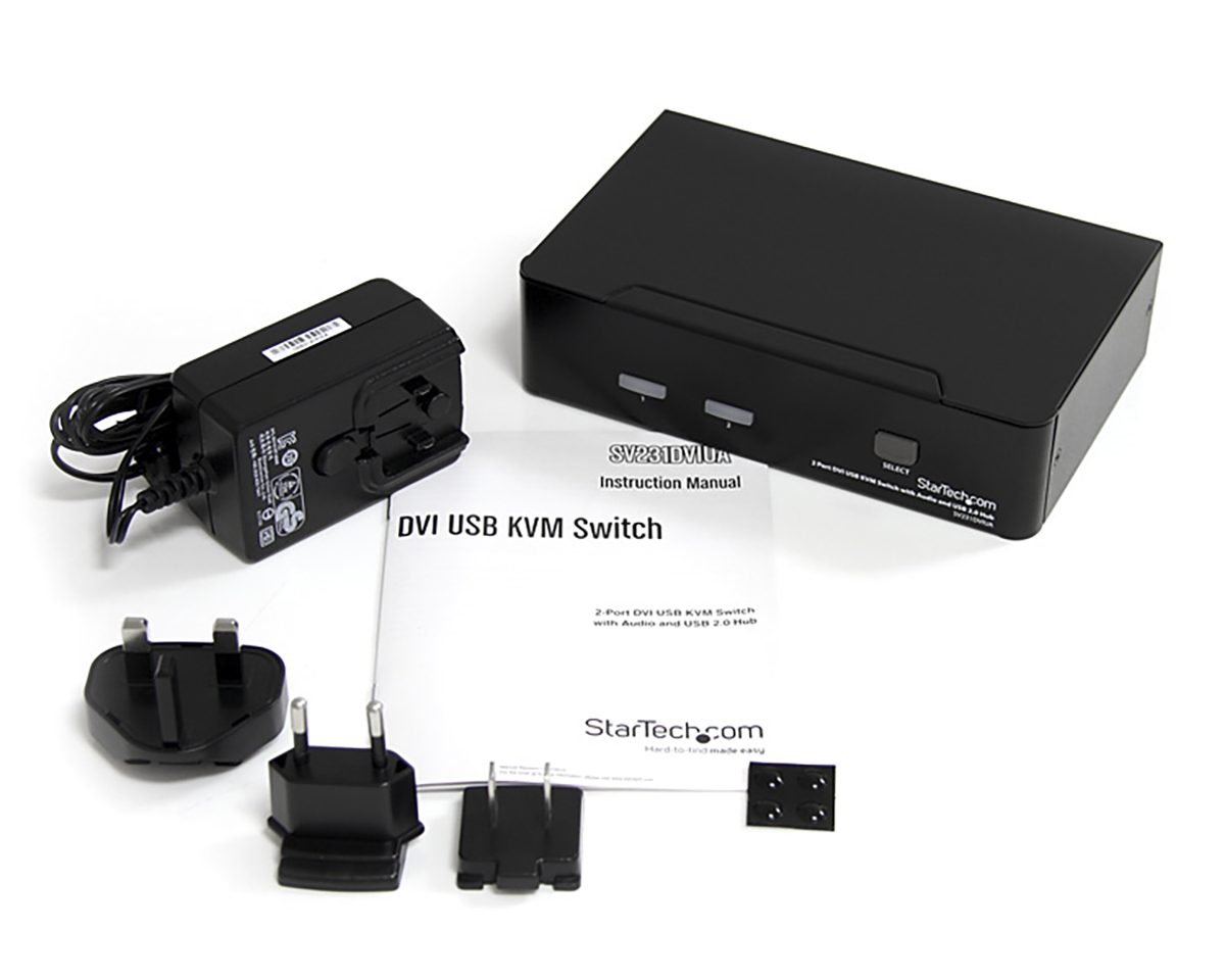 sv231dviua StarTech.com 2 Port 1 Displays USB DVI KVM Switch 3.5 mm Stereo 1920 x 1200 pixel Maximum Resolution