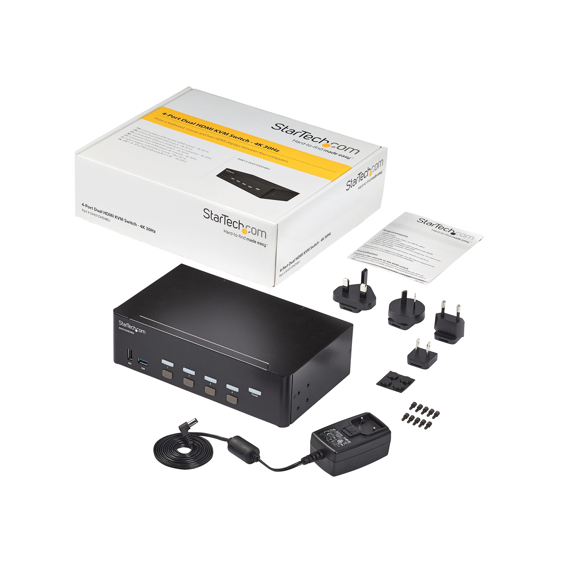 sv431dhd4ku StarTech.com 4 Port 2 Displays USB HDMI KVM Switch 3.5 mm Stereo 3840 x 2160 pixel Maximum Resolution