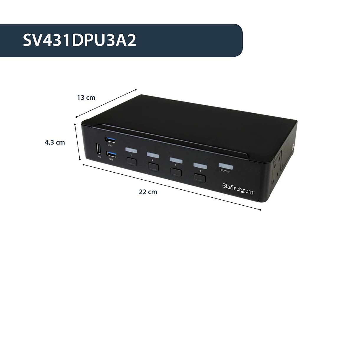 sv431dpu3a2 StarTech.com 4 Port 1 Displays USB DisplayPort KVM Switch 3.5 mm Stereo 3840 x 2160 pixel Maximum Resolution