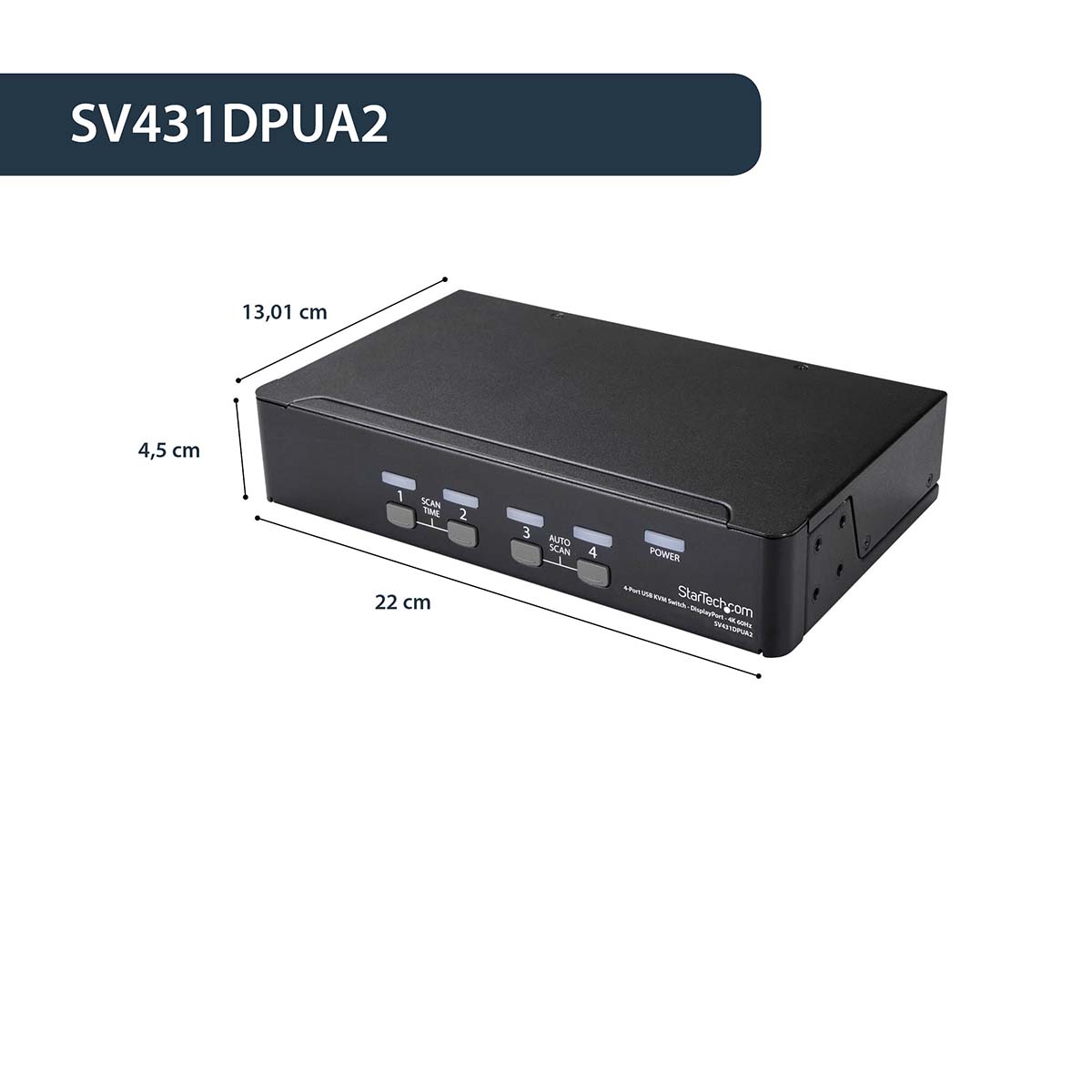 sv431dpua2 StarTech.com 4 Port 1 Displays USB DisplayPort KVM Switch 3.5 mm Stereo 3840 x 2160 pixel Maximum Resolution